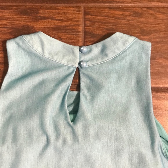 Aqua and lime green Aline dress - Picture 4 of 4